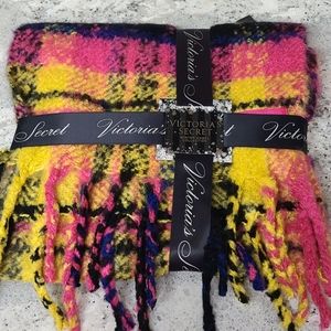 Victoria's Secret Fushcia & Yellow Plaid Scarf